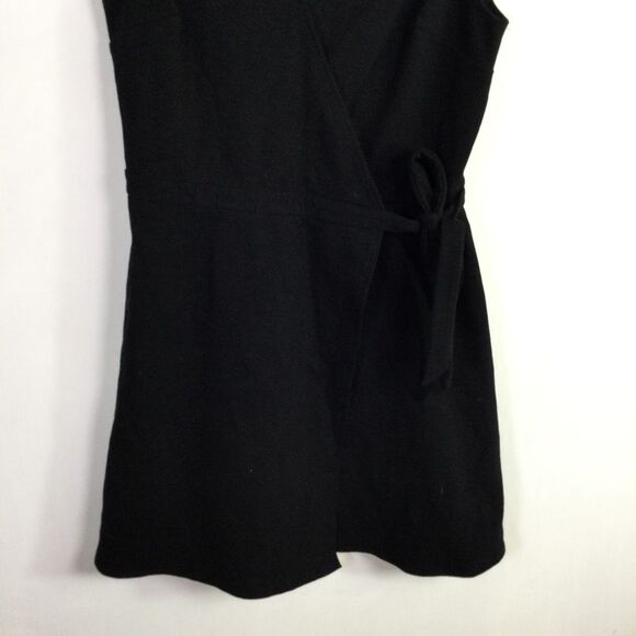 J. Crew Womens Ponte Faux Wrap Dress Tie Waist Sleeveless Black Size S L2357 NWT - Picture 3 of 16